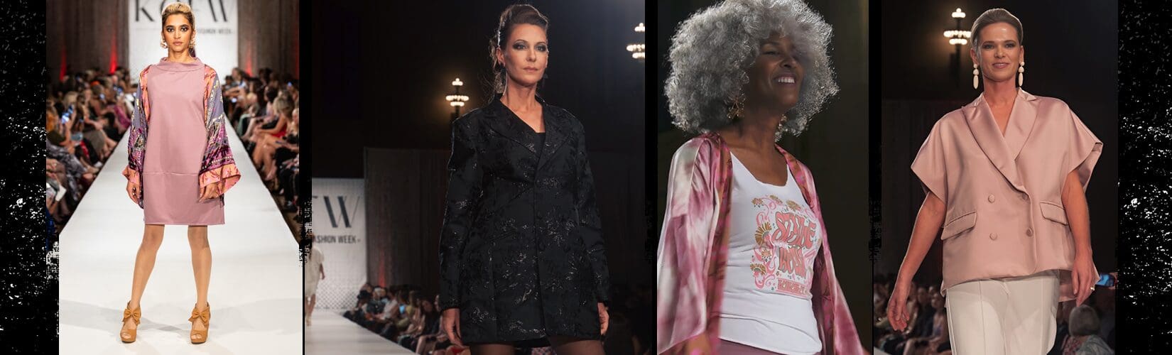Fashion show models in stylish outfits.